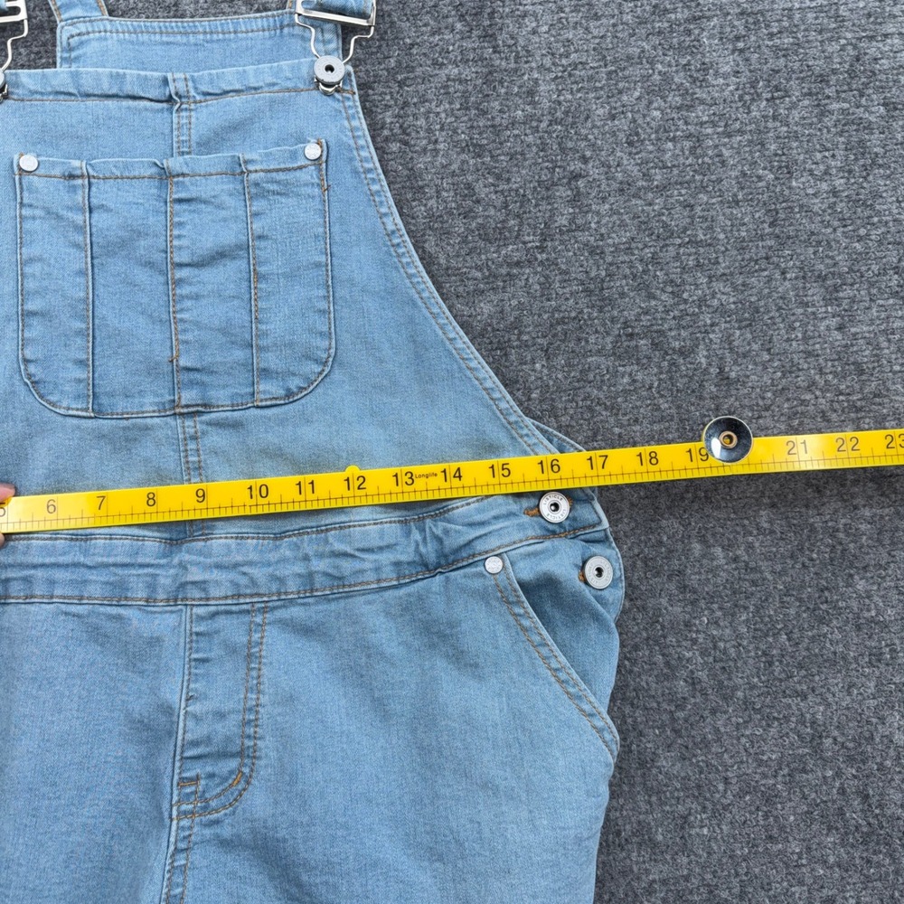 Listicle Denim Shortall Overalls Womens Size S Cotton Spandex Light Wash Blue - Picture 5 of 7